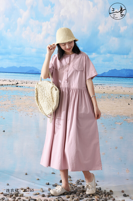 [original three element clothes] simple temperament casual retro dress 25765