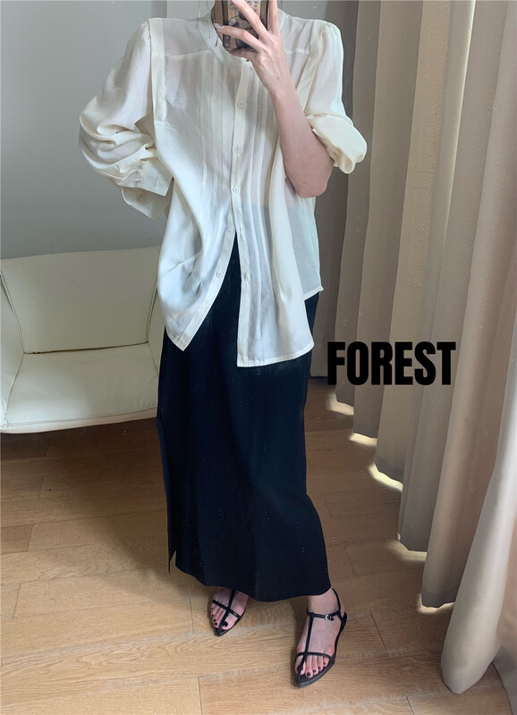 [forest] long sleeve button up simple shirt ys1-8122\l