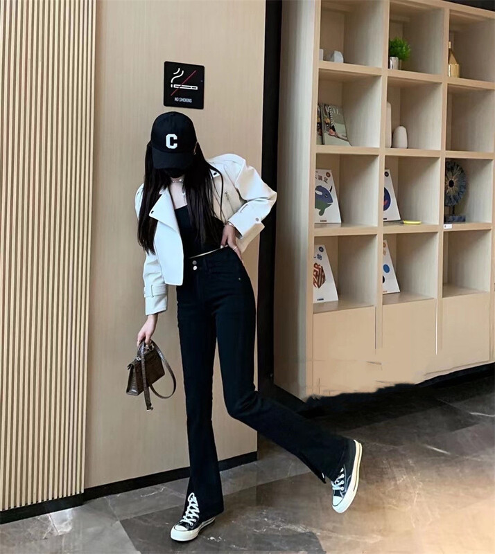 In early summer! [Bobo] Korean fashion versatile flare split jeans ys2-1609\cls