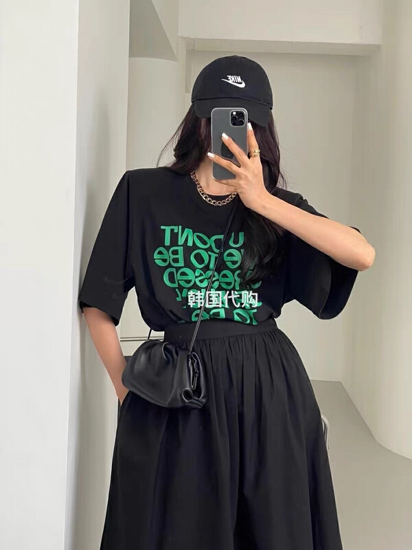 [9319] large lettered short sleeve T-shirt 996\l
