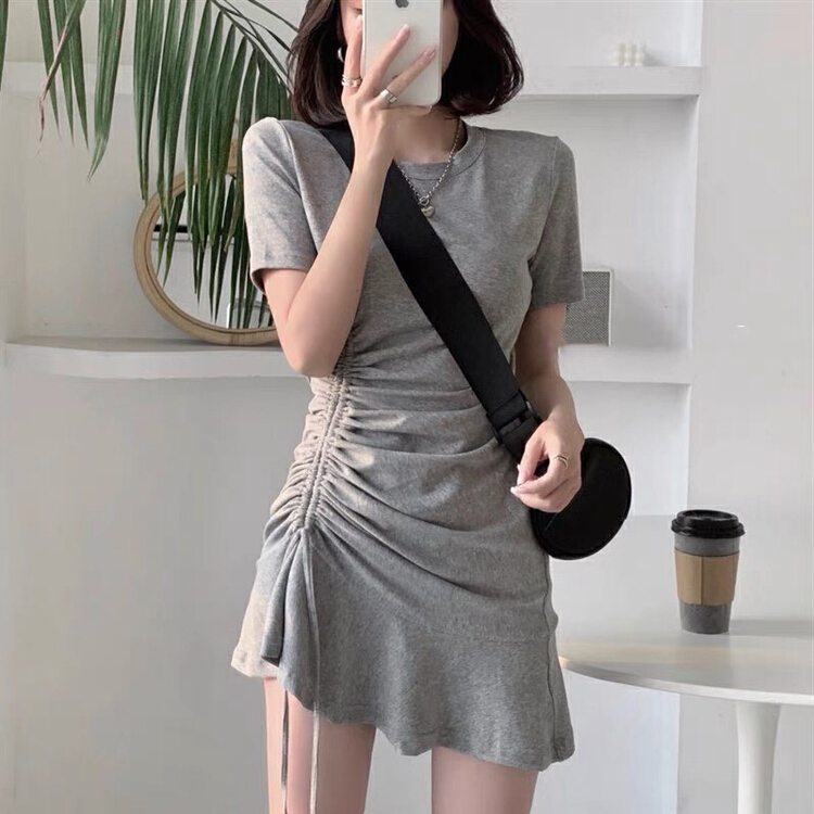 [xinyuanjieyi Xinyuan clothing] pleated slim slim irregular design Ruffle lace dress 239\pcz
