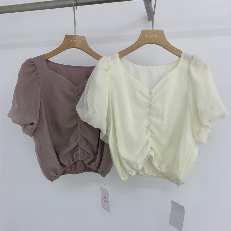 [orange] simple V-neck shirt 8872\hbx