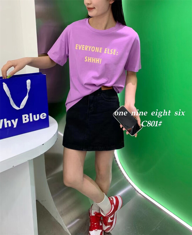 In early summer! [1986] personalized round neck letter short sleeve T-shirt ys1-801\xyy