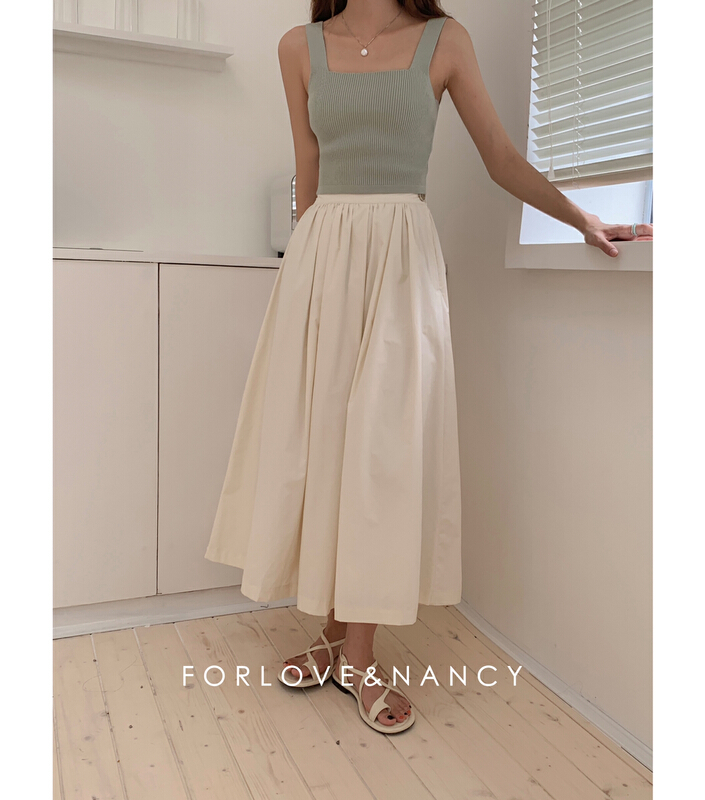 [FN] solid color pleated high waist skirt lb2bs6340n\cqw