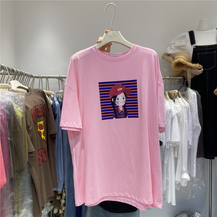 [new time /l&y home] casual simple baseball cap girls' printed short sleeve T-shirt 1207\xyy