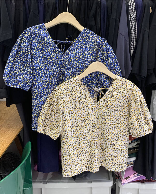 [sanbara] V-neck floral fresh lady shirt 9598\lsw