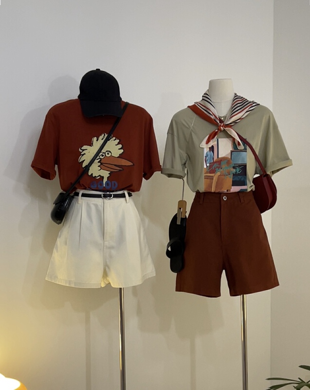 [h2-studio] Korean casual round neck printed short sleeve T-shirt a853\hbx