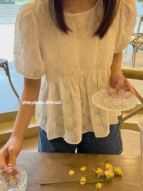 [hey Bella] short sleeve crimp pullover shirt ys1-1606\ll