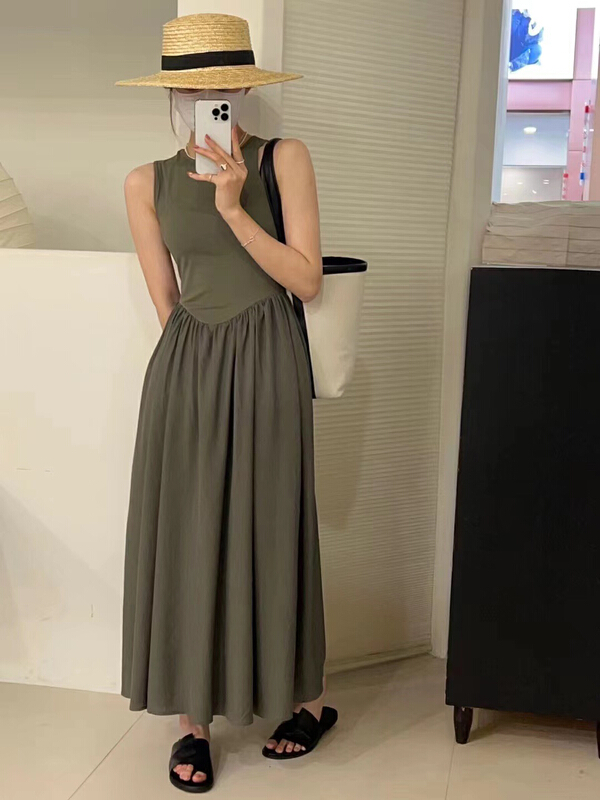 【 bobi 】 Korean solid color waist vest dress 8941\hjy