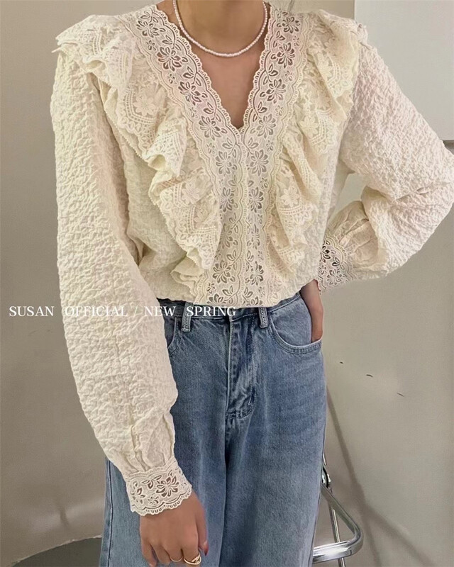 New year in early spring! [Susan] heavy industry embroidery foreign style fashion shirt su828\lsw