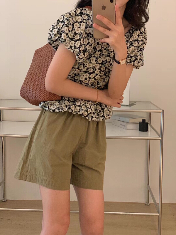 [tototellme] Korean floral bubble sleeve shirt (excluding matching) 20550\hbx