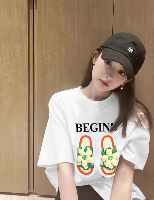 [gdgd] letter print loose short sleeve T-shirt 1953\wtt