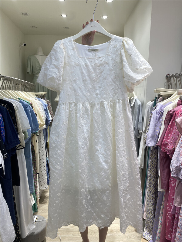 [sugar offices] square neck gentle embroidery dress 1213\hbx