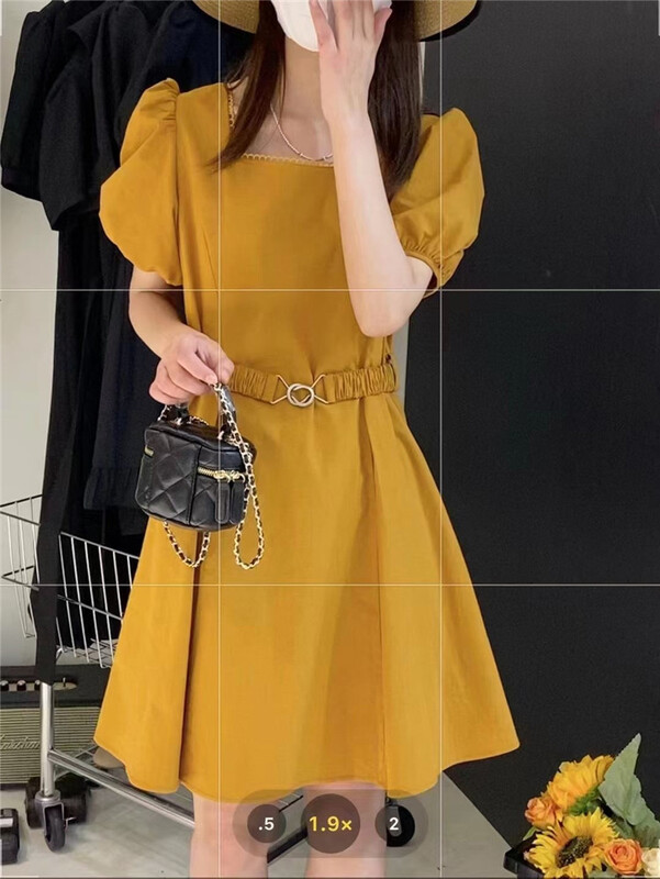 [the most] slim waist square neck dress 8882\hbx