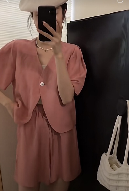 [sassy] simple and fashionable shirt + comfortable casual Shorts Set 787\hbx