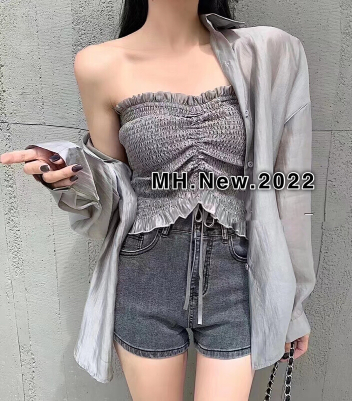 [M.H] new summer Korean leisure and versatile production + Strapless vest suit 8407\pcz