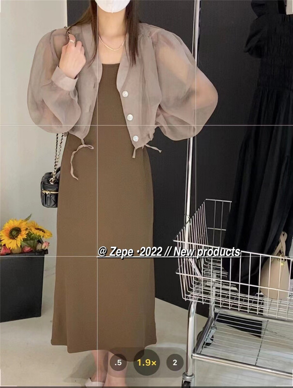 [Ze] single breasted comfortable shirt + suspender lady dress set 8712\ll