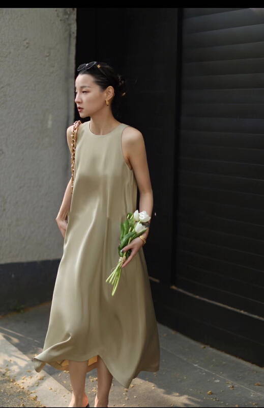 In early summer! [S. small age] minimalist irregular hem sleeveless dress 958\hjy