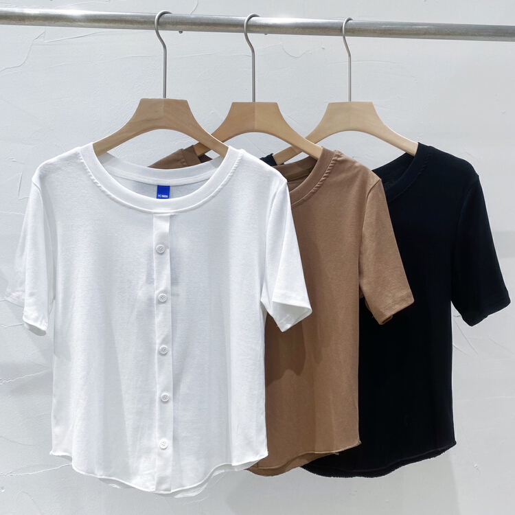[ycnana] casual clean button short sleeve T-shirt 98178\lsw