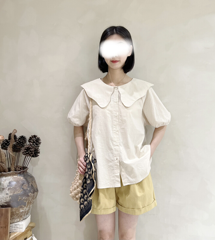 [I look] daily miscellaneous Fengyun duo collar cotton versatile shirt 12071\zjy
