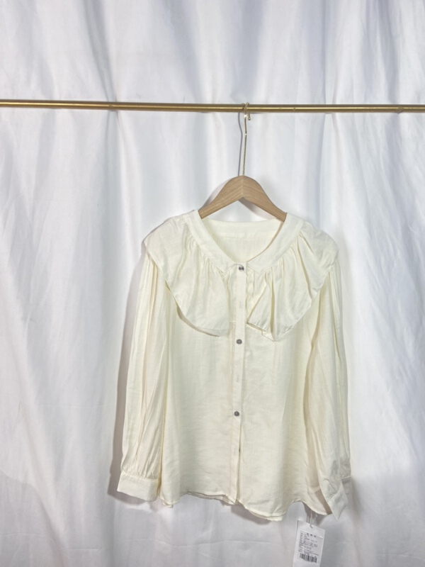 [Yi show store] V-neck single breasted simple shirt 1406\cl