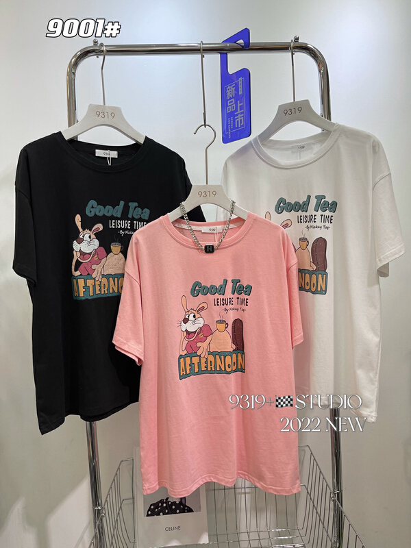 [9319] cartoon Large Print Casual Short Sleeve T-shirt 9001\l