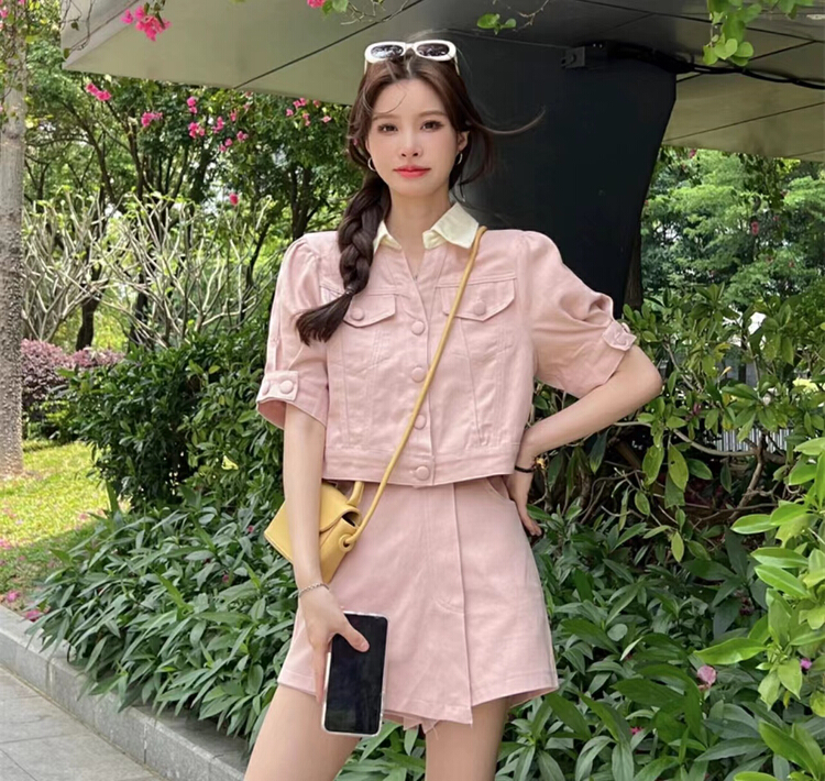 [Dandan] Korean cowboy shirt + versatile skirt suit 572 \lsw
