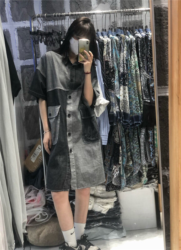 [monob] contrast single breasted comfortable dress 3238\l