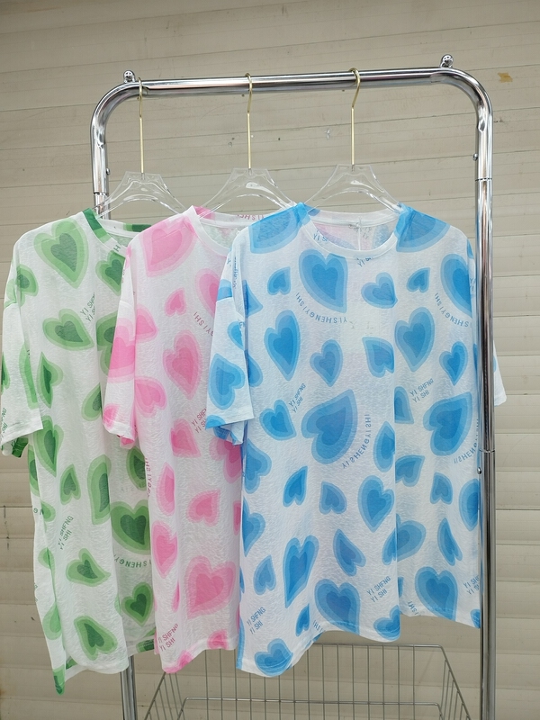 [Yilin] Korean alphabet round neck Pullover short sleeve T-shirt 2393\wtt