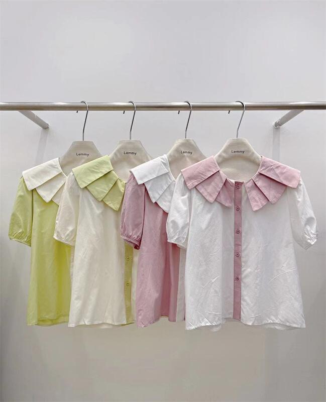 [Lemmy] lotus leaf collar loose single breasted shirt 8609\hbx
