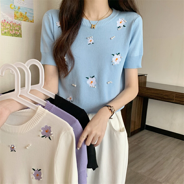 [f · P] niche fashion flower T-shirt 8782\hbx