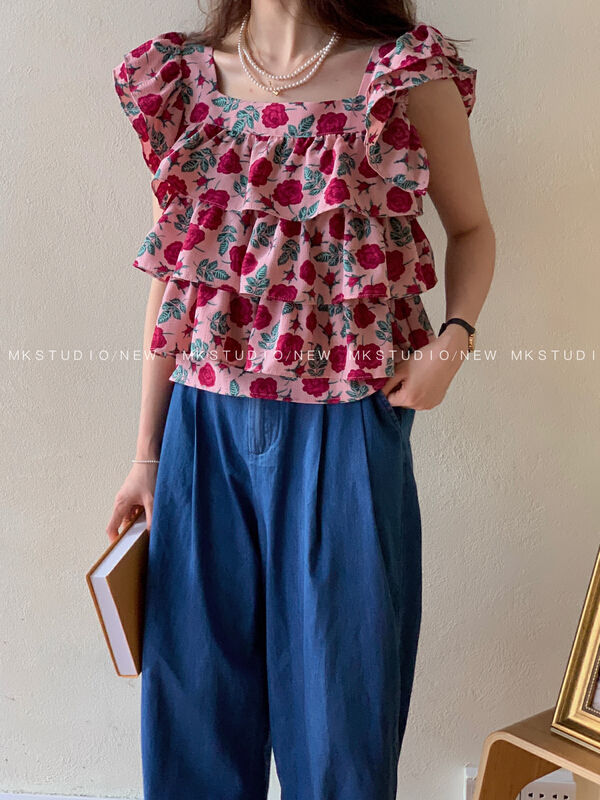 [MK] flower fashion versatile shirt 3296\hjy