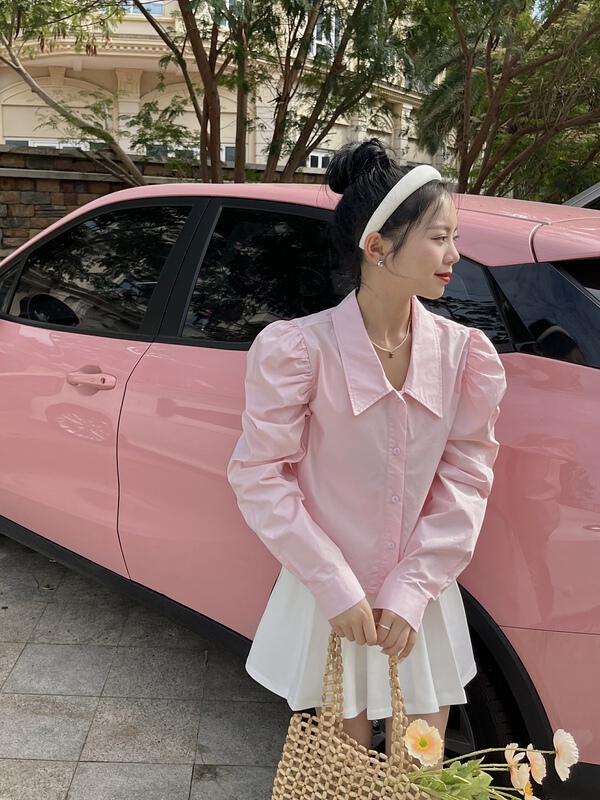 New year in early spring! [Sue studio] Korean version versatile solid color button up shirt 22253\zsy
