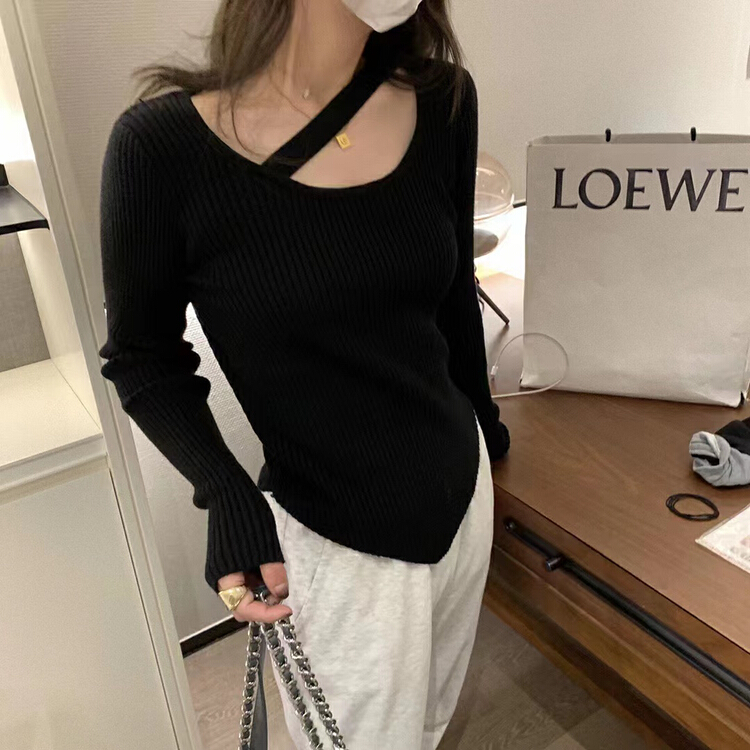 New year in early spring! [blue show] careful machine irregular design slim long sleeve T-shirt 0929\lsw