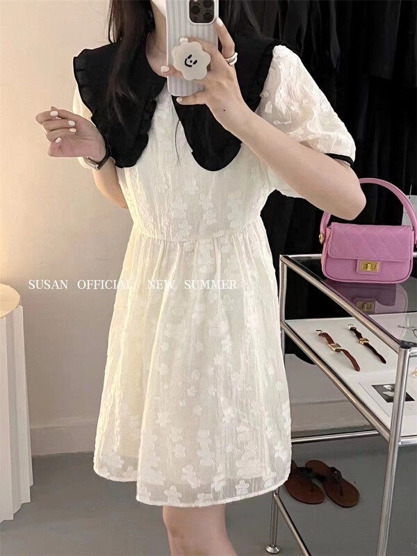 [Susan] sweet and fresh color contrast baby collar dress y795\lsw