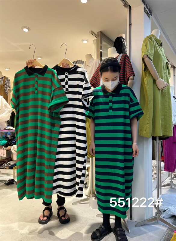 [Mujia] Pullover stripe comfortable loose dress 551222\l