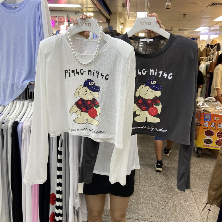 [yyq] elephant print comfortable long sleeve T-shirt (T-shirt only) 1075\l