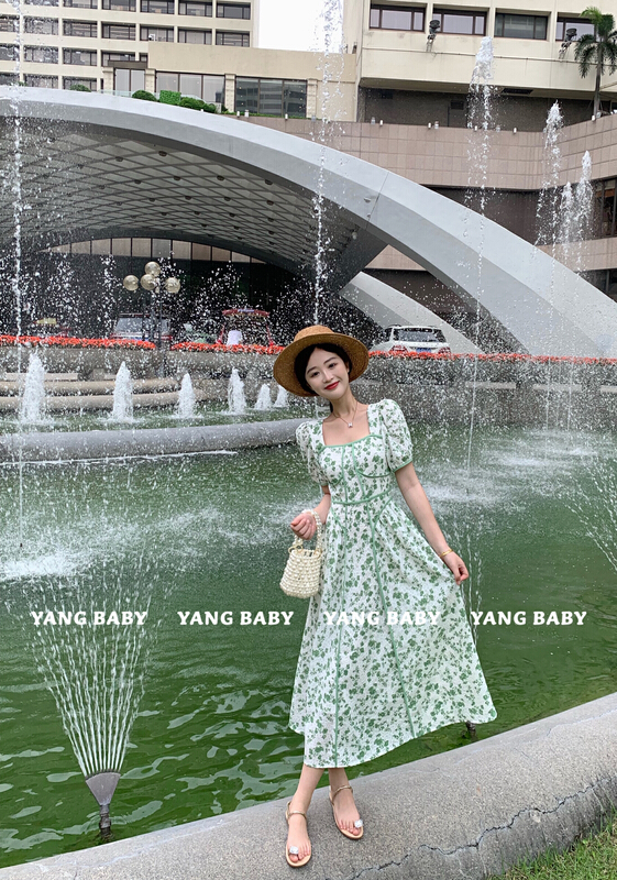 [Yang baby] floral bonded waist dress 3060-1\cl