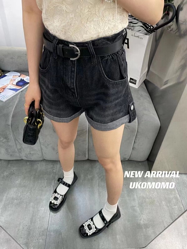In early summer! [x2 Vance feather] high waist versatile skinny denim shorts (without belt) ys1-70036\wtt