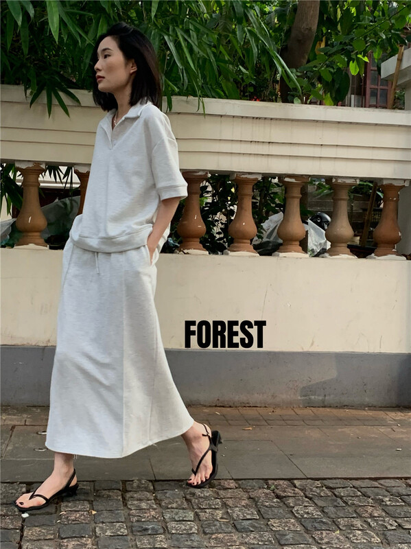 [forest] fashion Polo neck simple and versatile short sleeve T-shirt a-8123\l