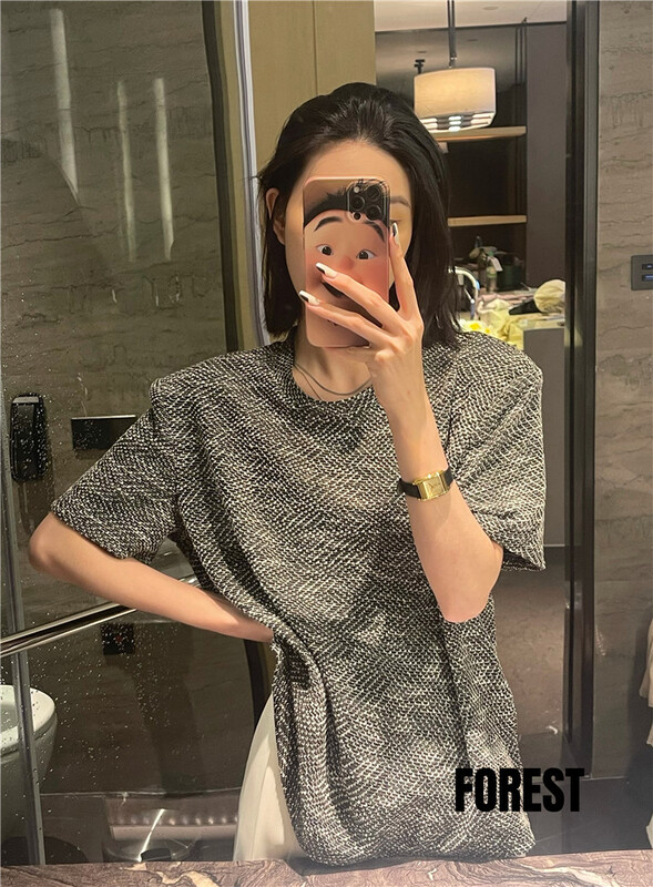 [forest] embroidered letters small fragrance short sleeve T-shirt 8103-1\l