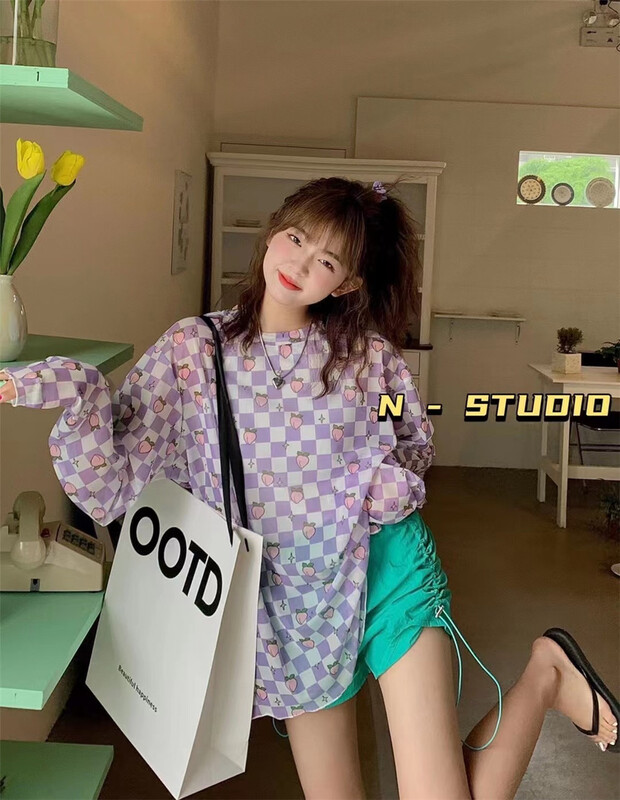 【N】 Large personalized printed loose sunscreen shirt (without necklace) 0781\t
