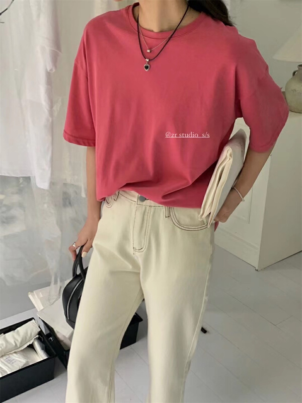 [Zr] round neck clean solid short sleeve T-shirt 9304\xyy