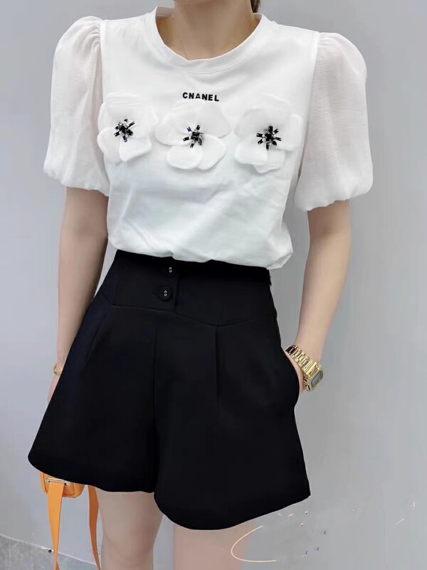 [Yingquan club] Korean three flower bubble sleeve short sleeve T-shirt 5419\xyy