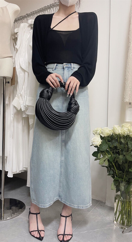 [Hera] simple plain knitted cardigan + comfortable vest set with suspenders m2057\l