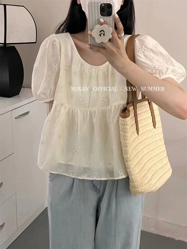 [Susan] square neck tie Korean shirt 18977\lsw