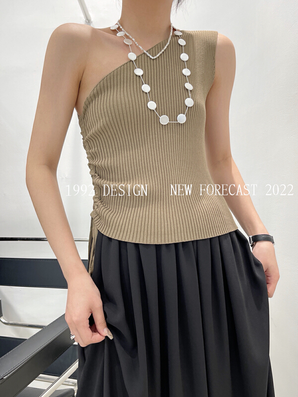 [1992] diagonal shoulder drawstring vest sweater 3800 μ L
