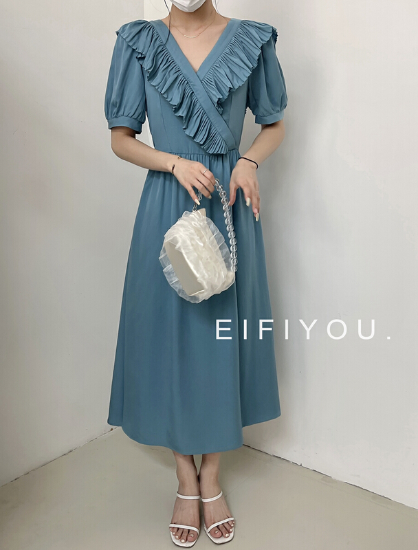 [EI fi you] fashion pleated Ruffle Dress (dress only) 5087\lsl