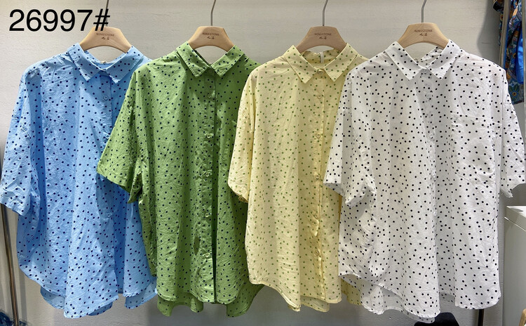 [ninestone Jiushi] polka dot single breasted loose shirt 26997\l
