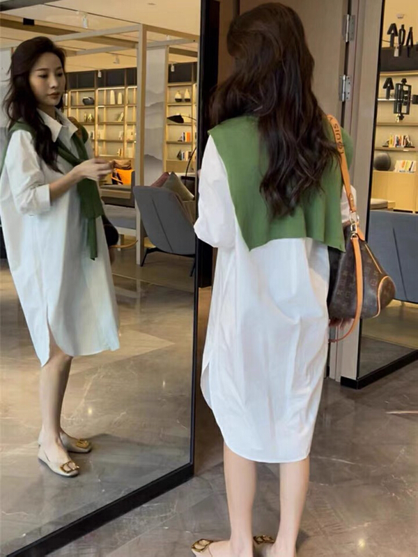 [Kiki studio] Korean casual shirt dress (with cape) 5982\hjy